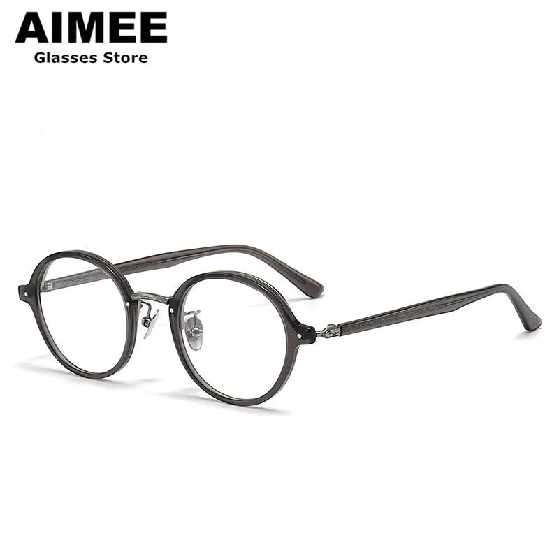 Aimee Women's Full Rim Round Titanium Acetate Eyeglasses Frame 19646 | Lightweight & Durable Glasses for Reading, Work & Fashion | Perfect for Office, Driving & Everyday Use