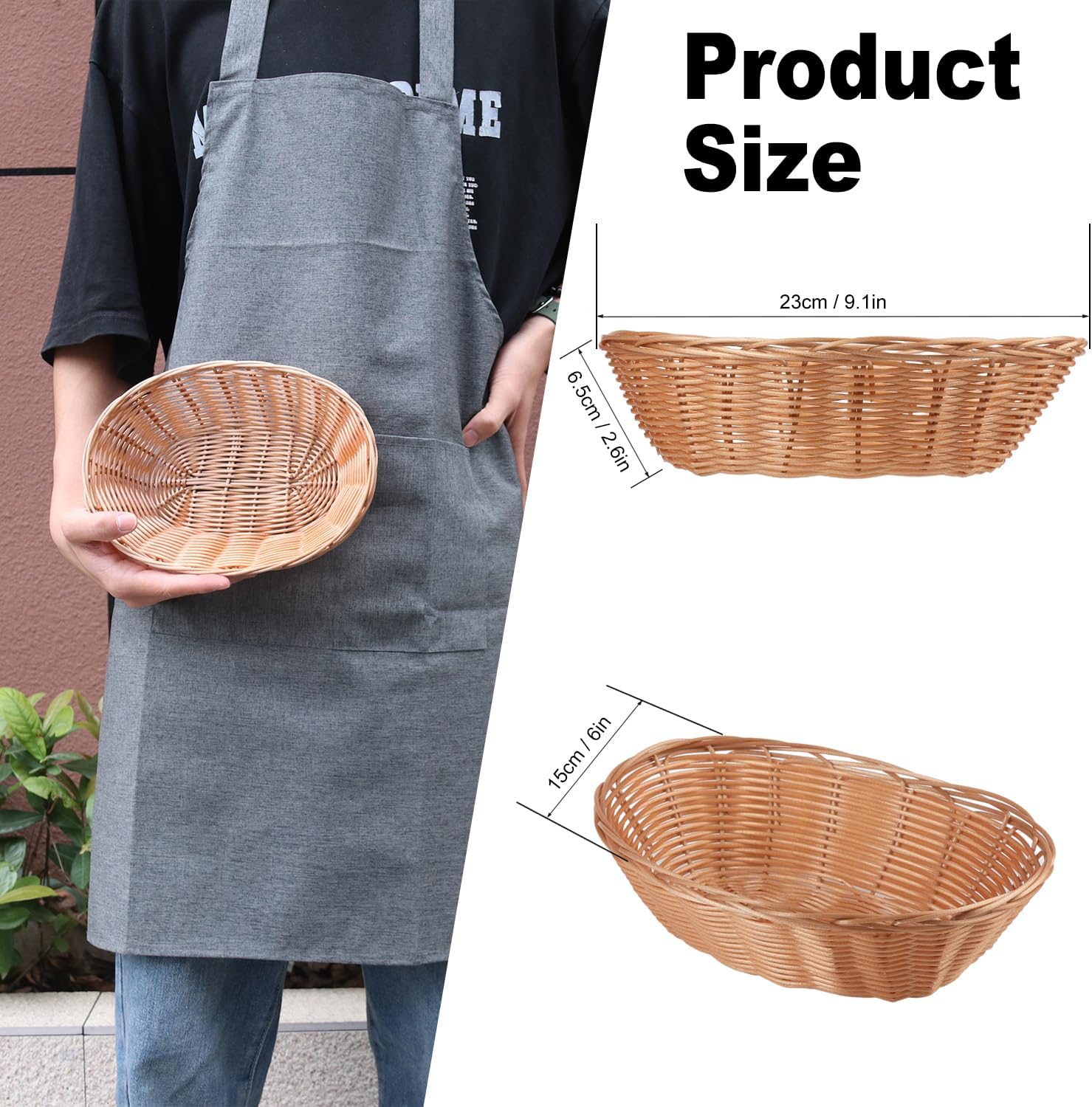 30 Pack Oval Poly Wicker Baskets - 9 x 6 x 2.6 Inch Bread Storage Baskets, Medium Size Kitchen Organizers for Fruits, Vegetables & Display - Perfect for Holiday Gifts, Christmas Decor & Dining Table Centerpieces
