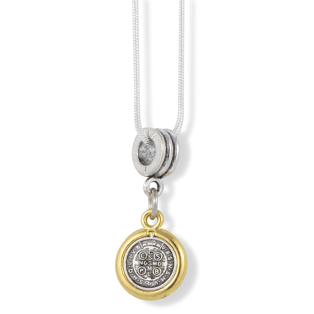 Dave The Bunny St Benedict Necklace - Silver Plated Catholic Medal Pendant with Chain for Women & Men | Religious Jewelry Gift for Baptism, First Communion & Spiritual Protection