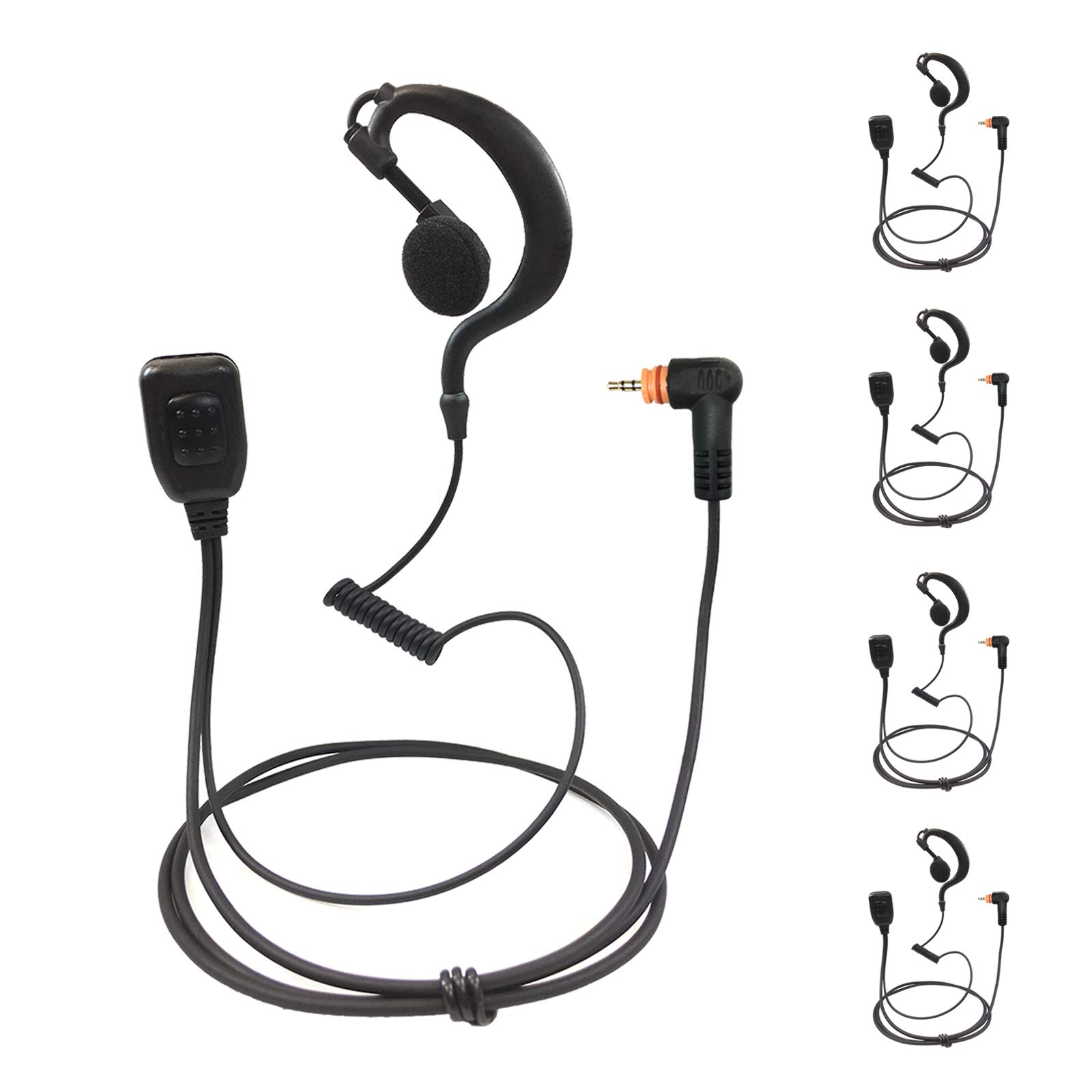 ProMaxPower Two-Way Radio G-Shape Swivel Earpiece Headset - 5 Pack Compatible with Motorola SL7550e SL300 SL4000 SL1K - Hands-Free Communication for Security, Construction & Event Staff
