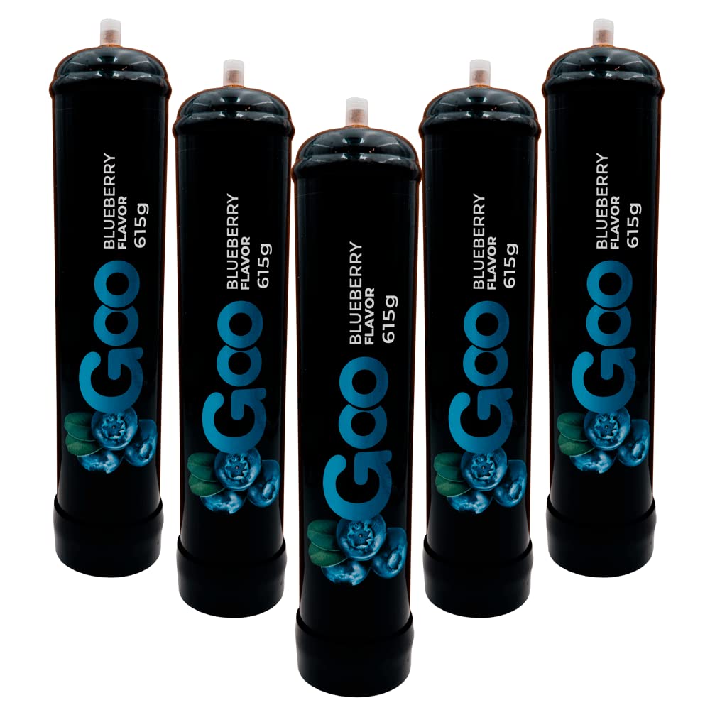 Premium Whipped Cream Chargers - Food Grade Nitrous Oxide (N2O) Tanks for Standard Cream Dispensers - 6 Pack Pure Blueberry Flavored 615g Cylinders - Perfect for Desserts, Coffee Toppings & Baking