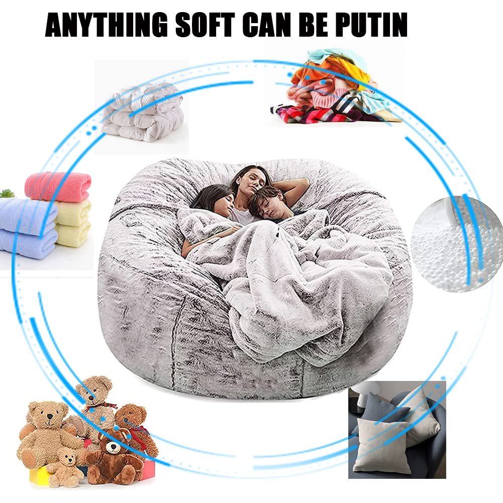 Large Microsuede Bean Bag Chair Cover - Plush Toy Storage Bag & Sofa Bed with Foam Filling, Breathable & Comfortable for Adults - Perfect for Living Rooms, Game Rooms & Dorm Decor