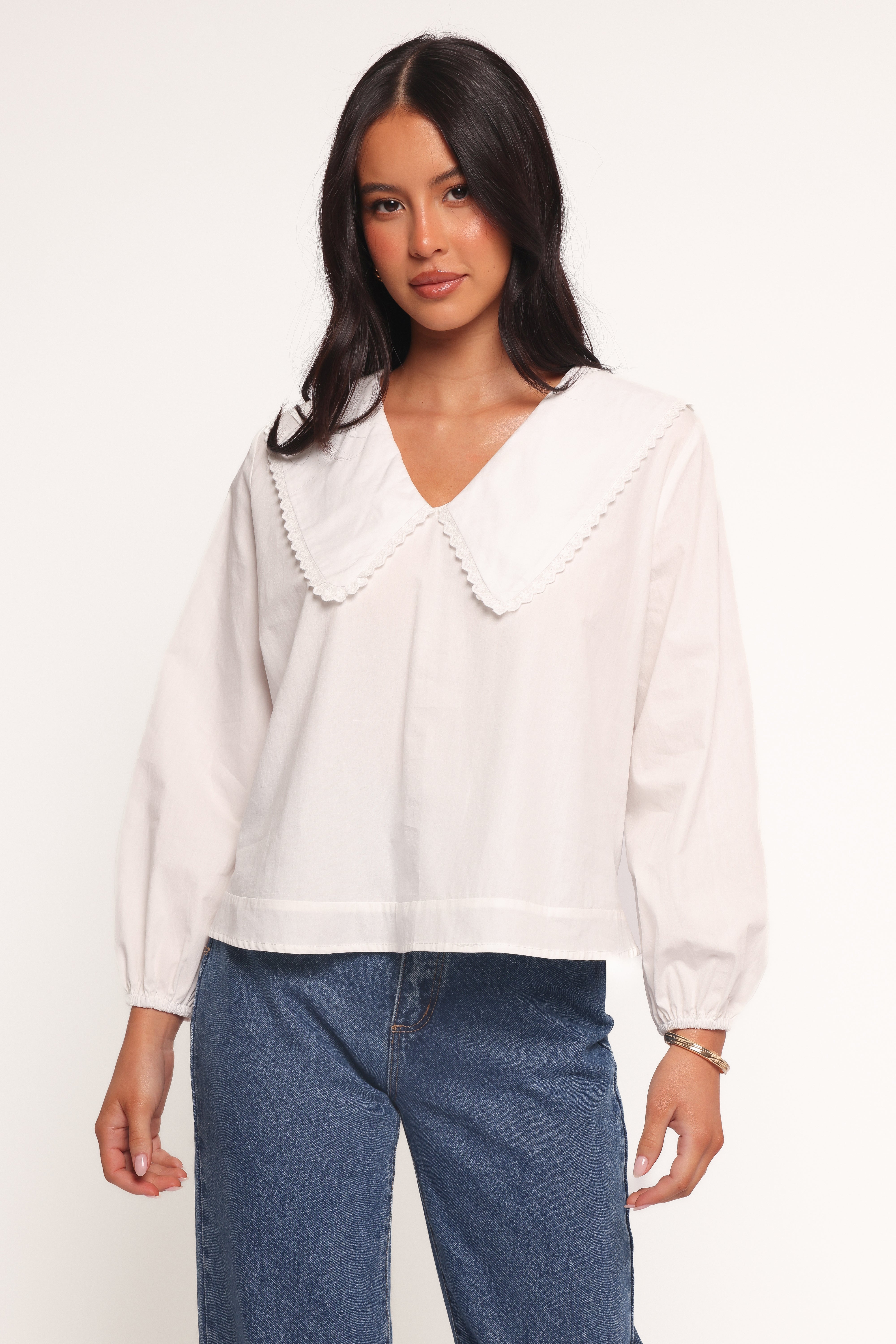 Kenna Women's Long Sleeve Casual T-Shirt - Soft Cotton Basic Top for Everyday Wear (White) | Perfect for Work, Layering & Fall Outfits