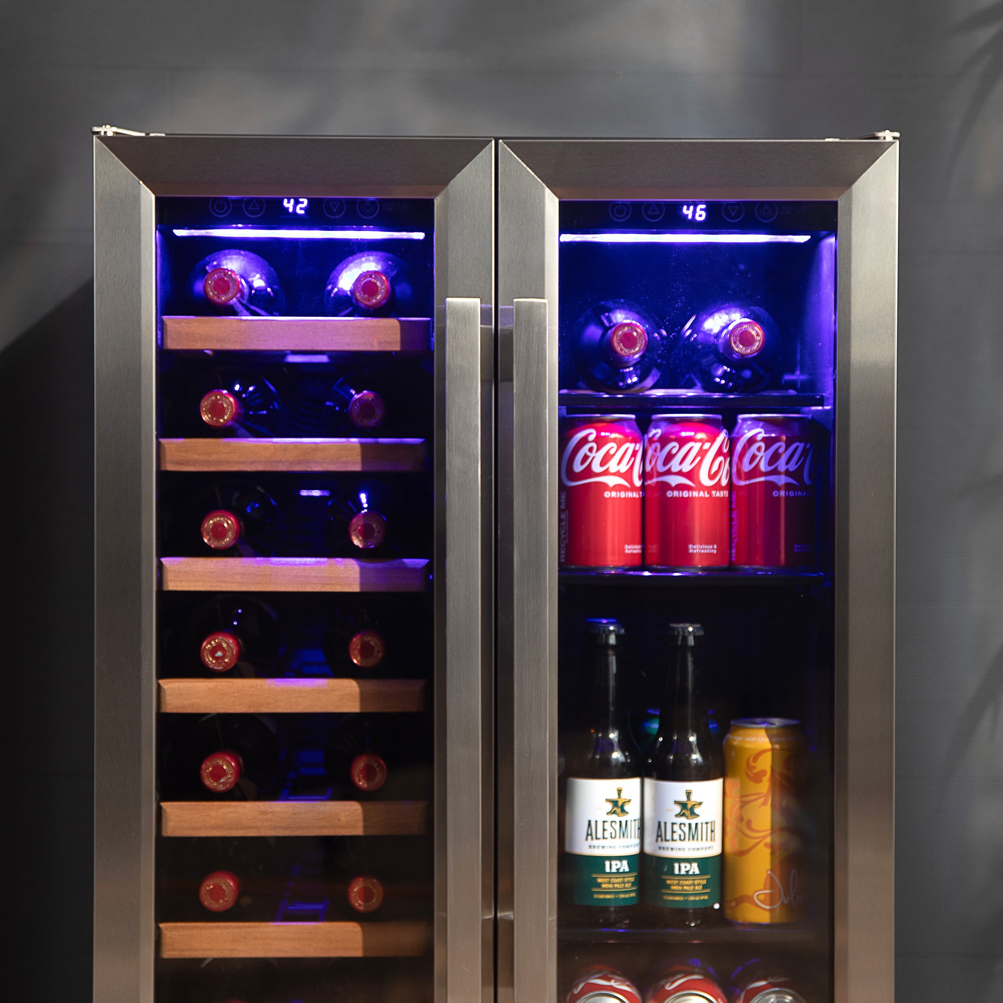 Newair® 24 Inch Dual Zone Wine and Beverage Cooler with French Doors - Perfect for Home Bars, Restaurants, and Wine Cellars