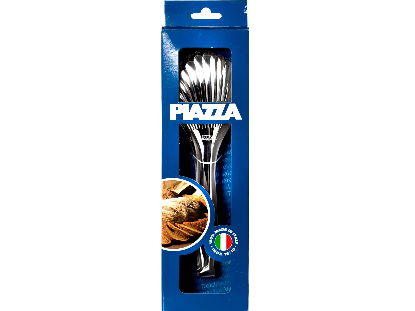 Stainless Steel Bread Tongs 26cm - PIAZZA 010200 Multi-Color Kitchen Utensil for Serving, Baking & BBQ - Perfect for Restaurants, Bakeries & Home Use