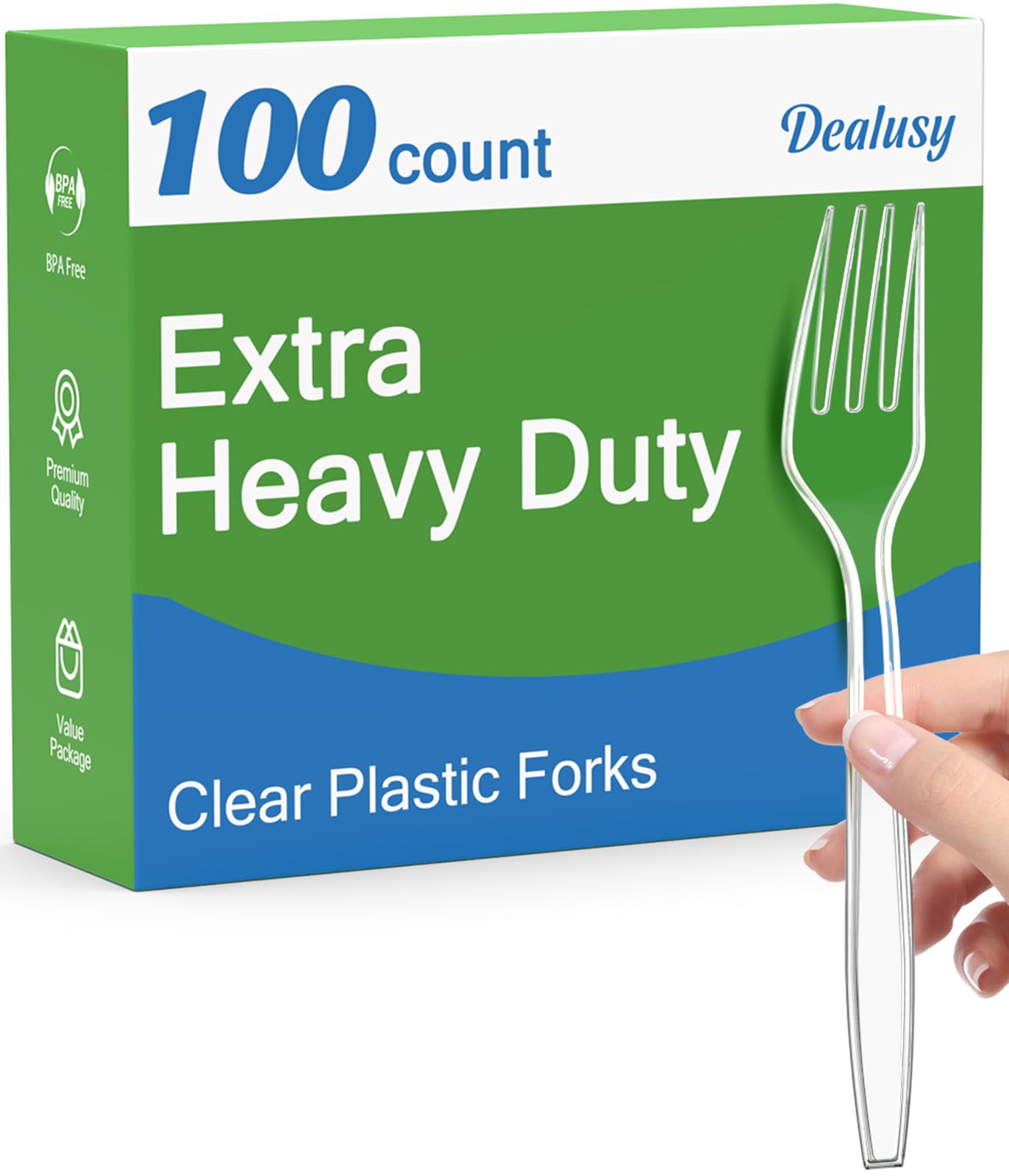 100-Pack Heavy Duty Clear Plastic Forks - BPA-Free, Heat Resistant, Durable Disposable Cutlery for Parties, Picnics, BBQs & Catering Events - Bulk Pack of Premium Quality Plastic Forks