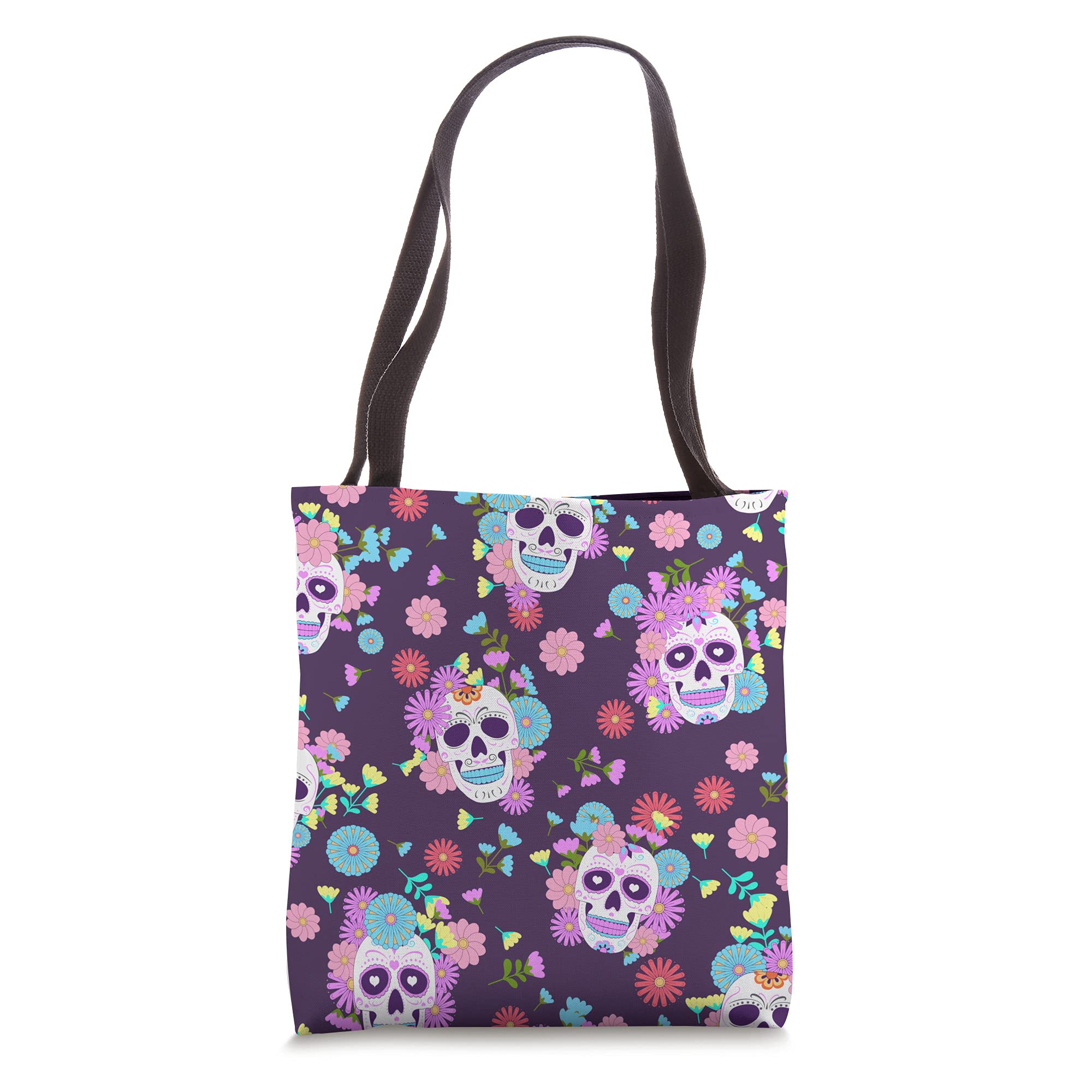 Day of the Dead Skull Halloween Trick or Treat Tote Bags - Durable Reusable Candy Collection Bags for Dia de Los Muertos Celebrations, Halloween Parties & Costume Events