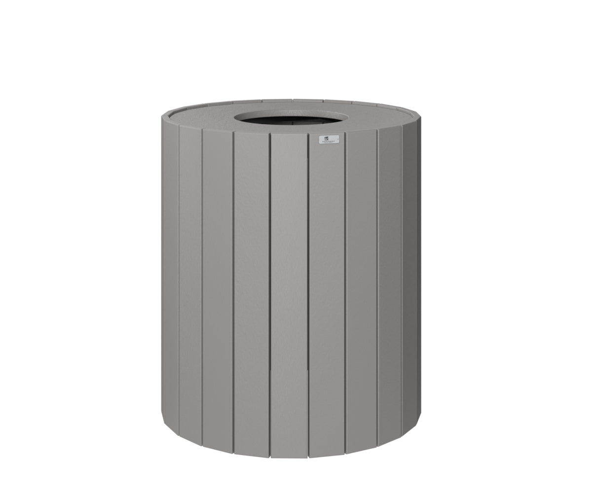 Berlin Gardens 32 Gallon Round Outdoor Trash Can with Lid - Durable Metal Garbage Bin for Patio, Garden, Backyard, and Poolside Use