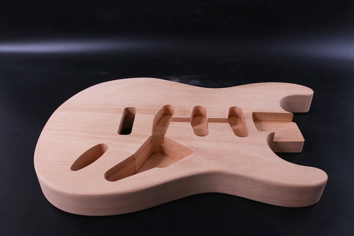 Unfinished Mahogany Guitar Body DIY Kit - SSS Style Bolt-On Heel for Electric Guitar Building & Customization (S17T Whole Piece) | Perfect for Luthiers, Musicians & Guitar Enthusiasts