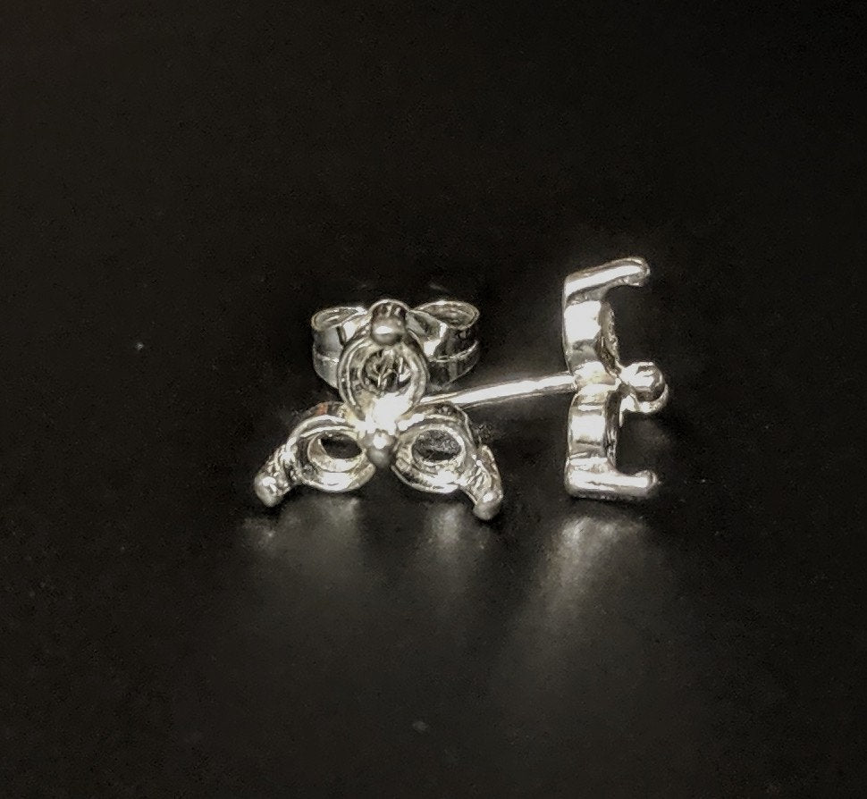 Sterling Silver or 14K Gold Tri Cluster Earring Settings - 1.6mm to 5.5mm Round Prongs (Set of 2) - Perfect for Jewelry Making, DIY Earrings & Gift Giving - Made in USA