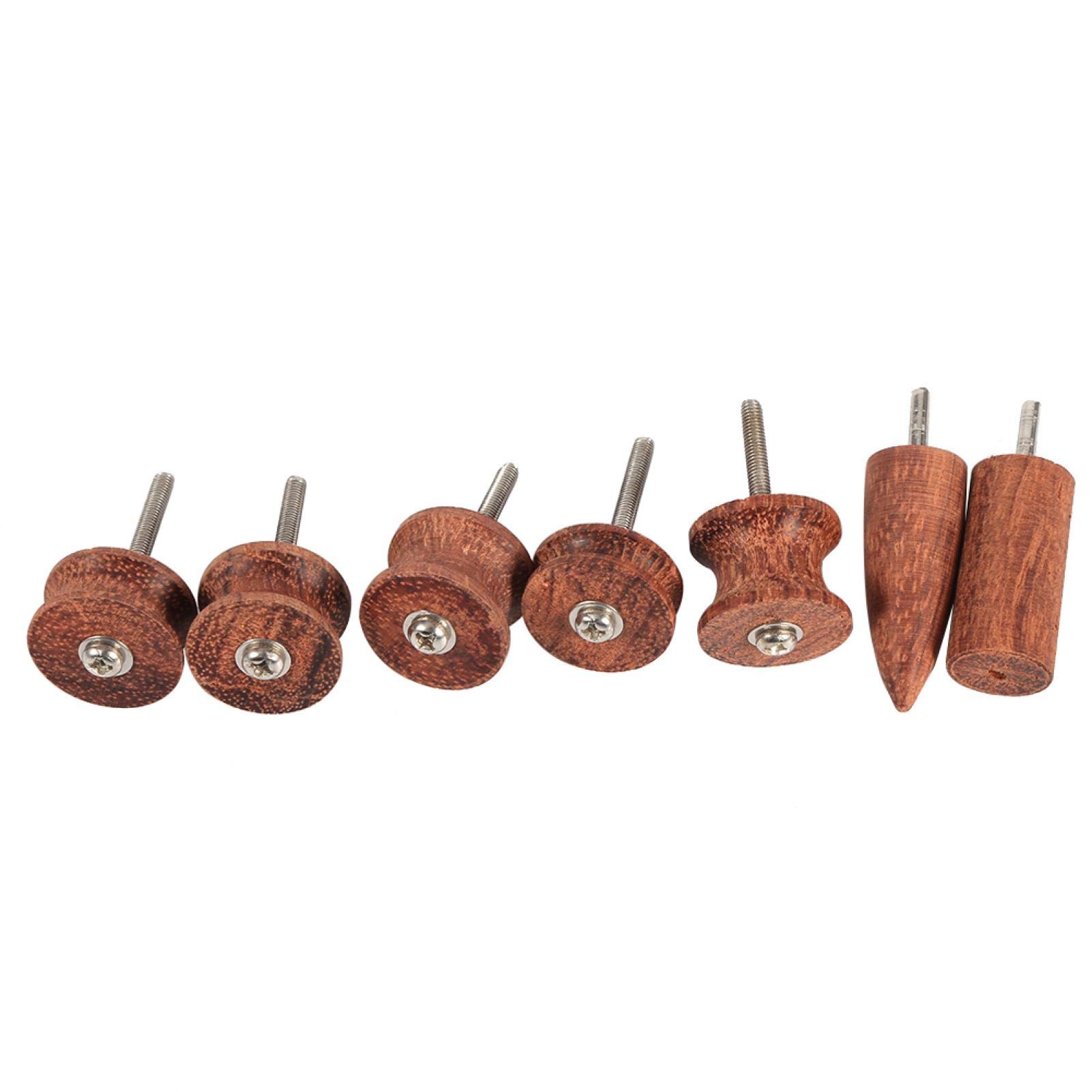 7-Piece Rosewood Leather Burnisher Tool Kit with Electric Grinding Head & Pointed Tip - Professional Leather Slicker & Polish Stick for Leather Crafting, Shoe Repair & DIY Projects
