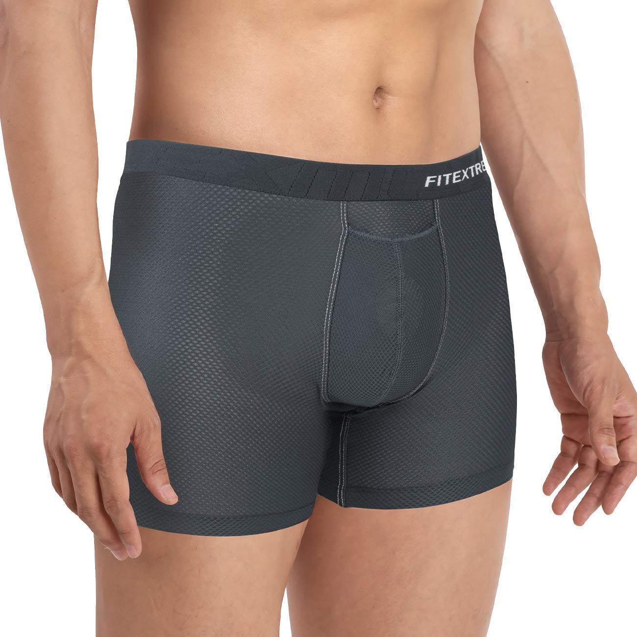 Breathable Waffle Mesh Men's Boxer Briefs with Separate Pouch & Open Fly - 3 Pack Underwear for Workout, Travel & Everyday Comfort
