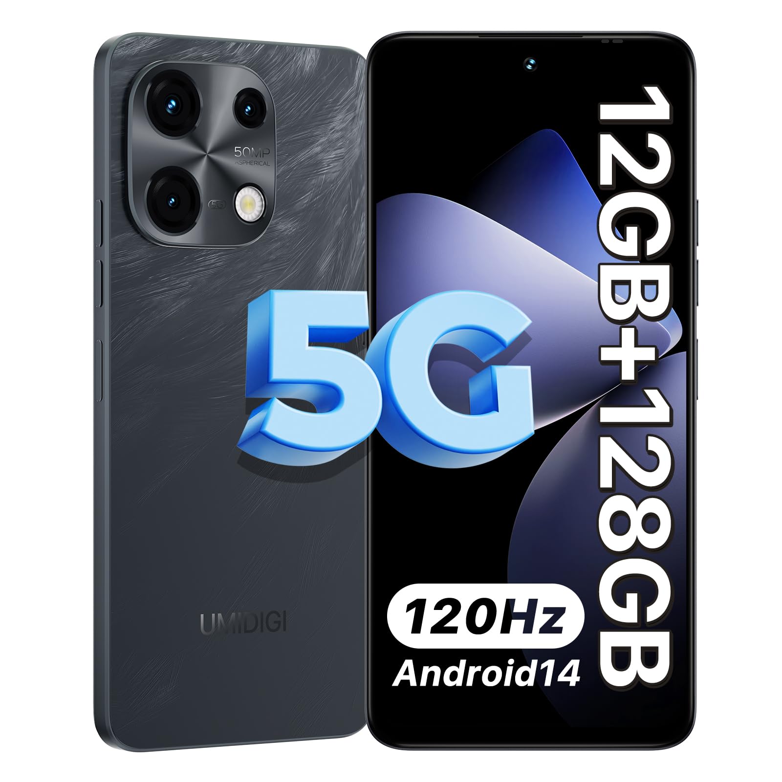 UMIDIGI Note 100 5G Unlocked Smartphone - Android 14, 12GB RAM (6+6GB) + 128GB Storage (Expandable to 1TB), 50MP Dual Camera, 6.8