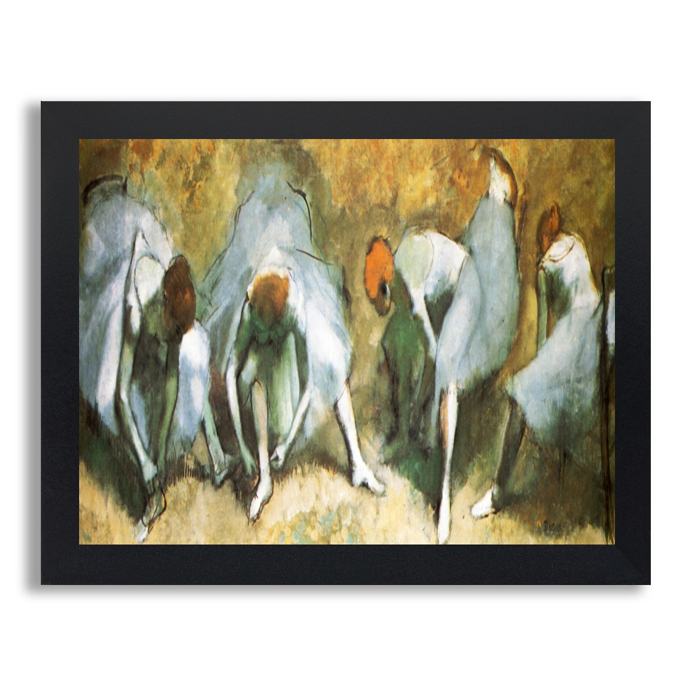 Edgar Degas Dancers Tying Shoes Framed Art Print - High Quality Reproduction Painting Poster in Wood Frame - Perfect for Bedroom, Living Room & Office Wall Decor | Ballet Dance Theme Home Artwork