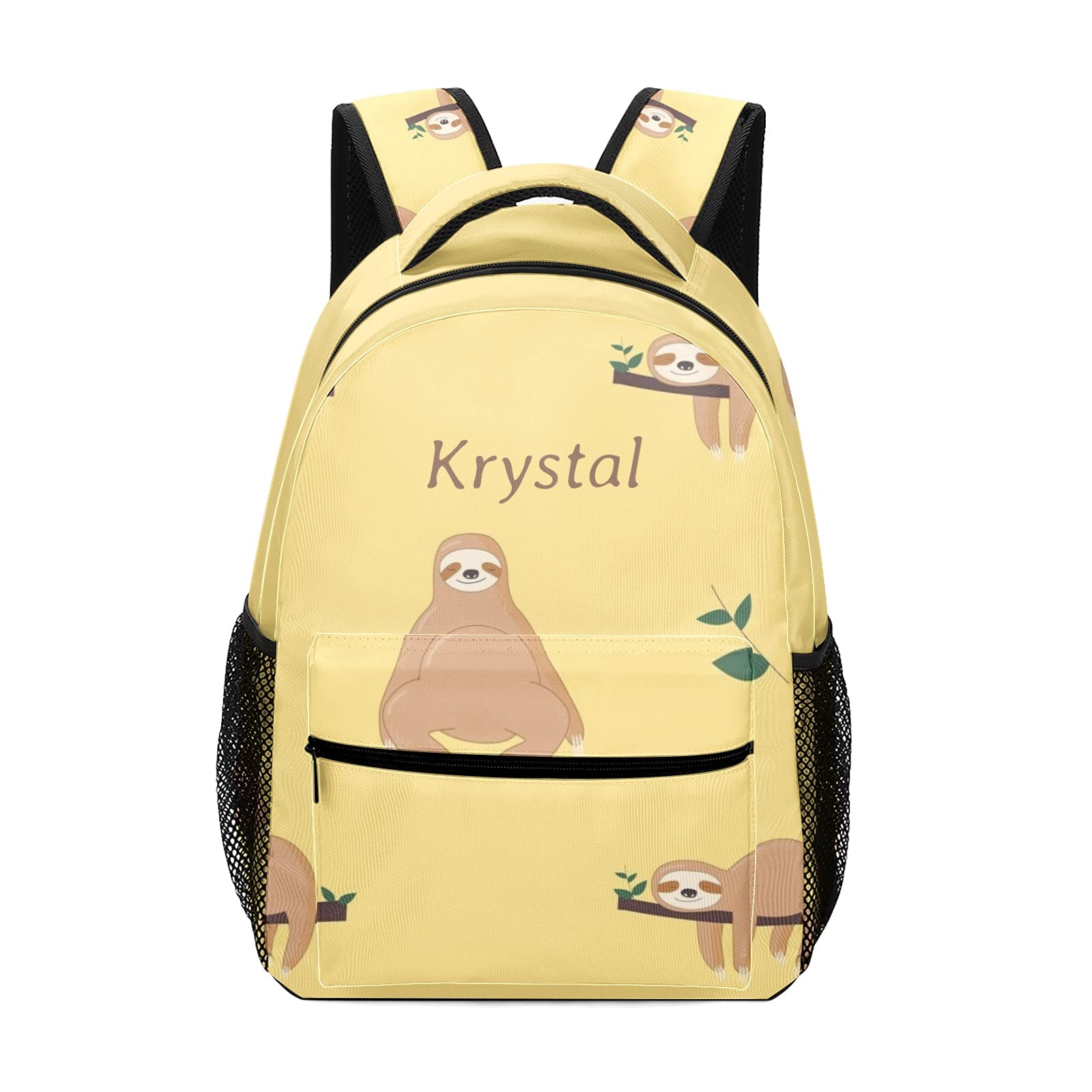 Sloth Pattern Backpack with Custom Name - Waterproof School Bag for Boys & Girls - Perfect for School, Travel & Outdoor Adventures