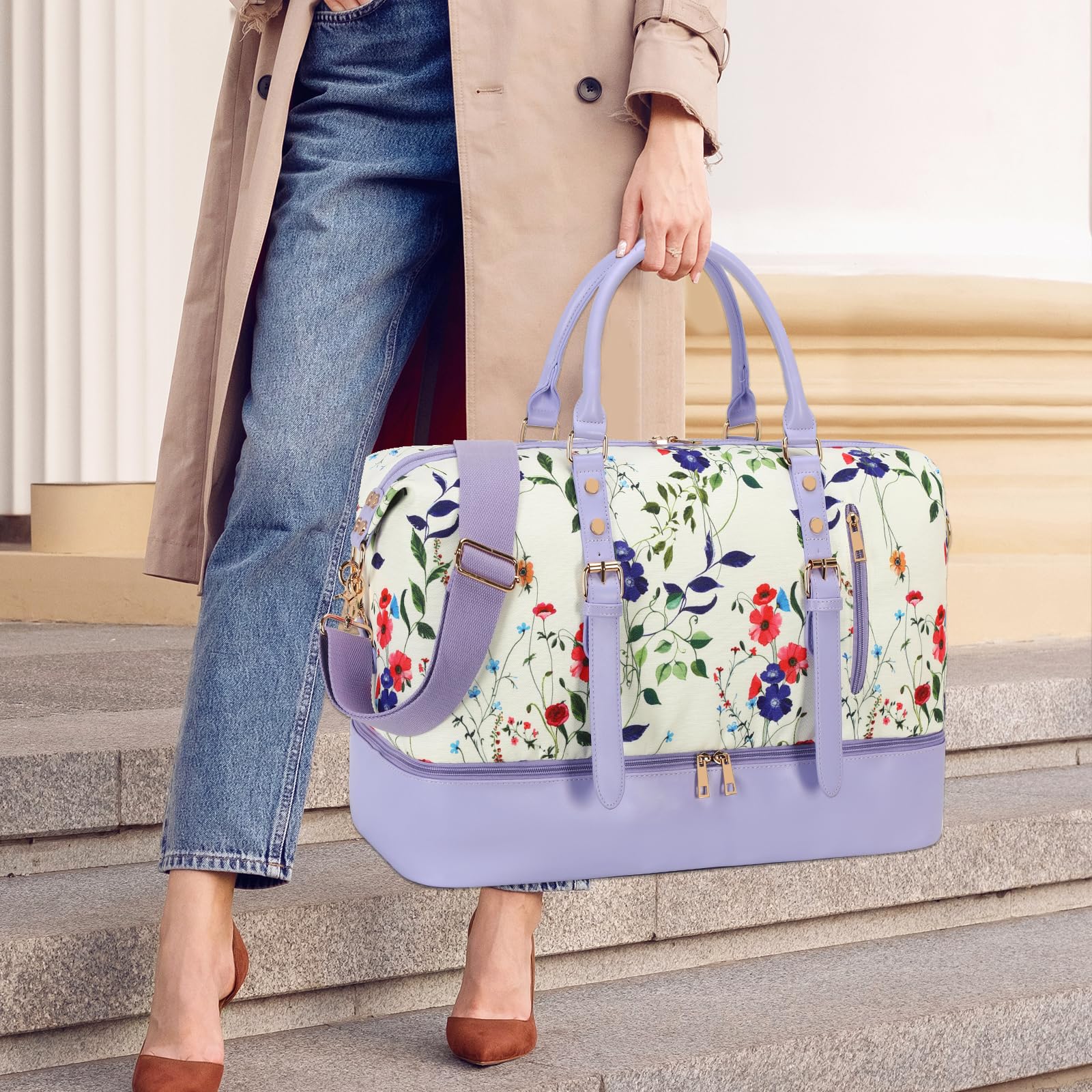 Bluboon Oversized Travel Duffel Bag with Shoe Compartment - Perfect Weekender for Women & Men