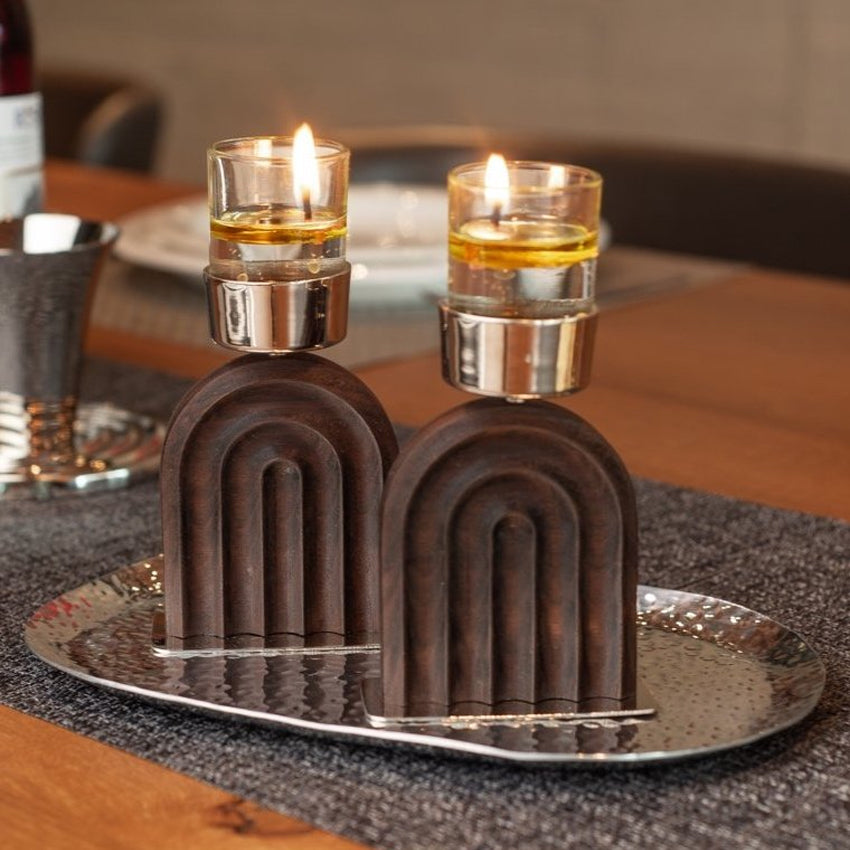 CDMX Design Bruci Arco Candle Holders Set of 2 - Modern Metal Candle Stands for Home Decor, Wedding Centerpieces & Romantic Dinner Ambiance
