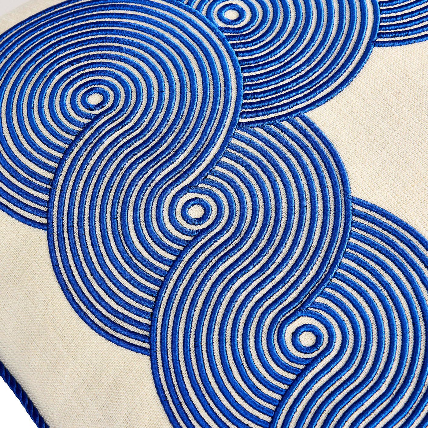 Pompidou Cobalt Blue Border Decorative Throw Pillow - Stylish Accent for Sofa, Bed & Home Decor