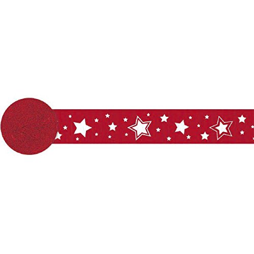 Amscan Bright Apple Stars Printed Crepe Streamer - 81 Feet Red & White Party Decorations for Birthday, Christmas, and Holiday Celebrations