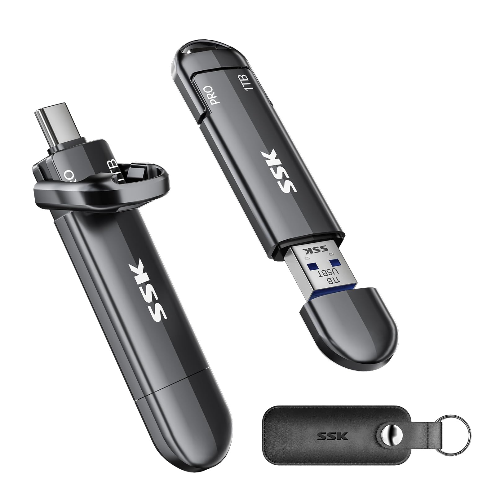 SSK 1TB External SSD Portable Drive - Up to 1000MB/s, USB-C & USB 3.2 Gen 2 - Compatible with iPhone 15, PS4, Android, Windows, Mac - Fast Storage for Gaming, Photography & Office Work