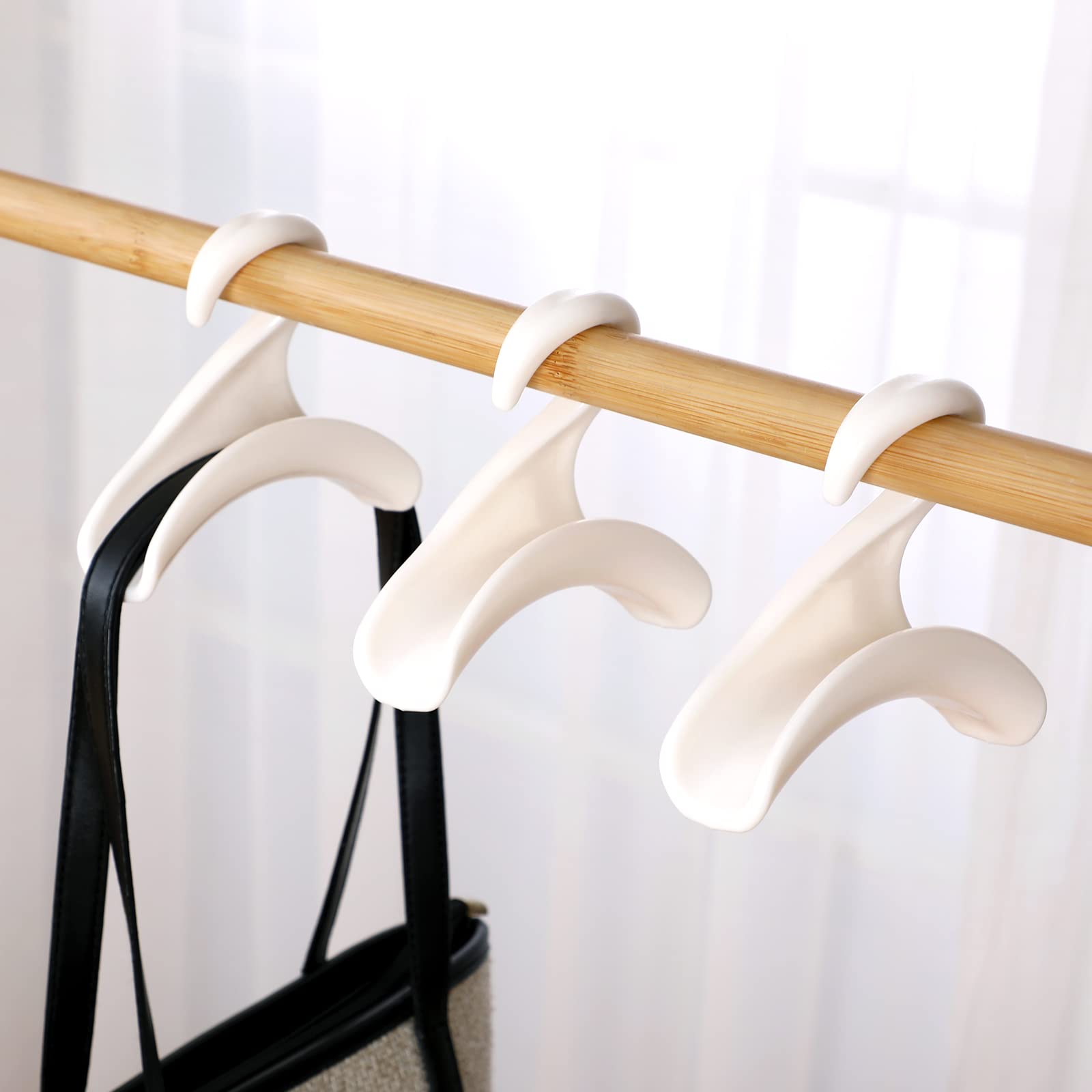 Acrylic Purse Hanger Hook - 6 Pack White Handbag Hanger for Closet Organizer, Tote Bag Holder, Backpack & Satchel Storage - Perfect for Home, Office, Travel & Restaurant Use