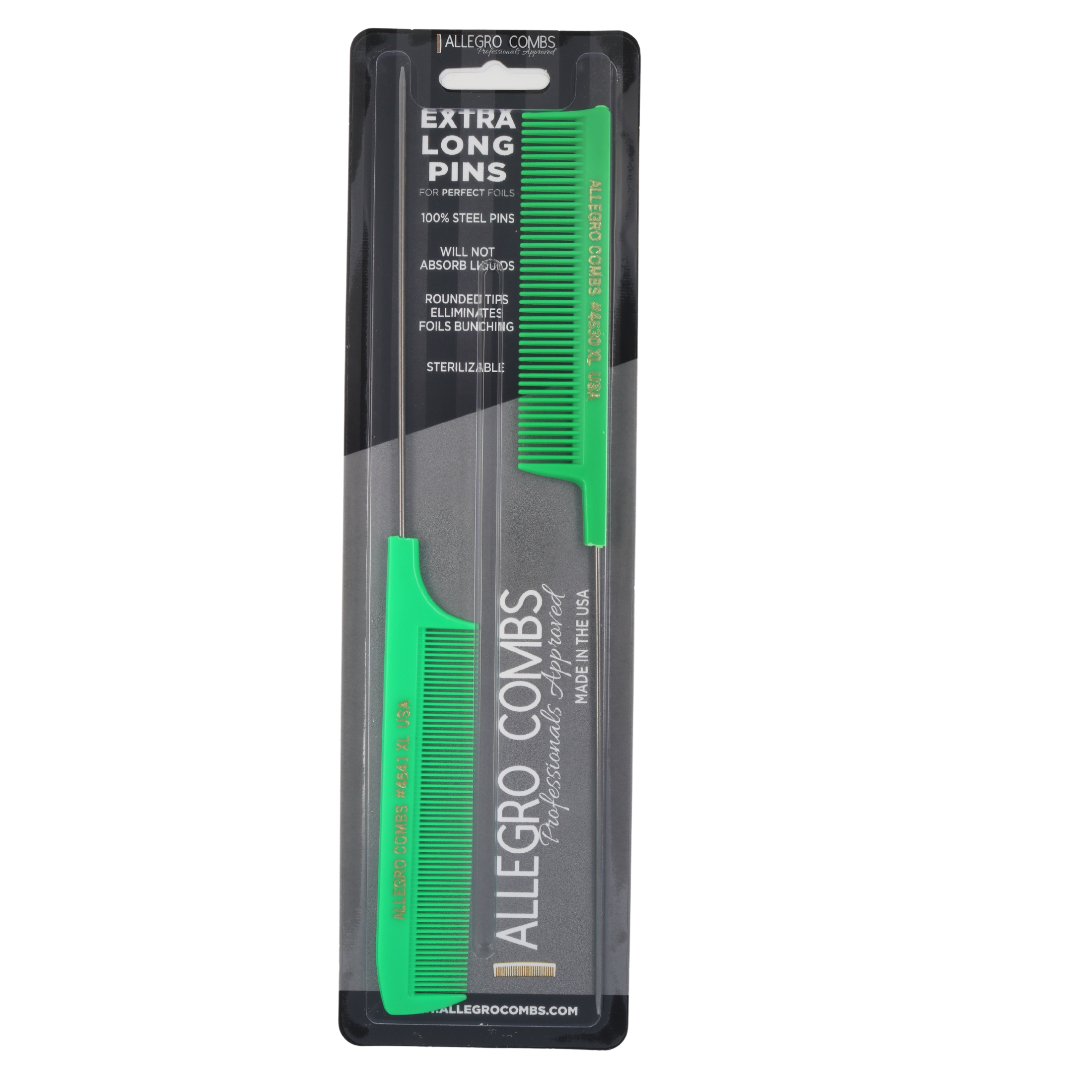 Allegro Combs XL Pintail Parting & Foiling Combs Set - Professional Hair Styling Tools for Salon & Home Use