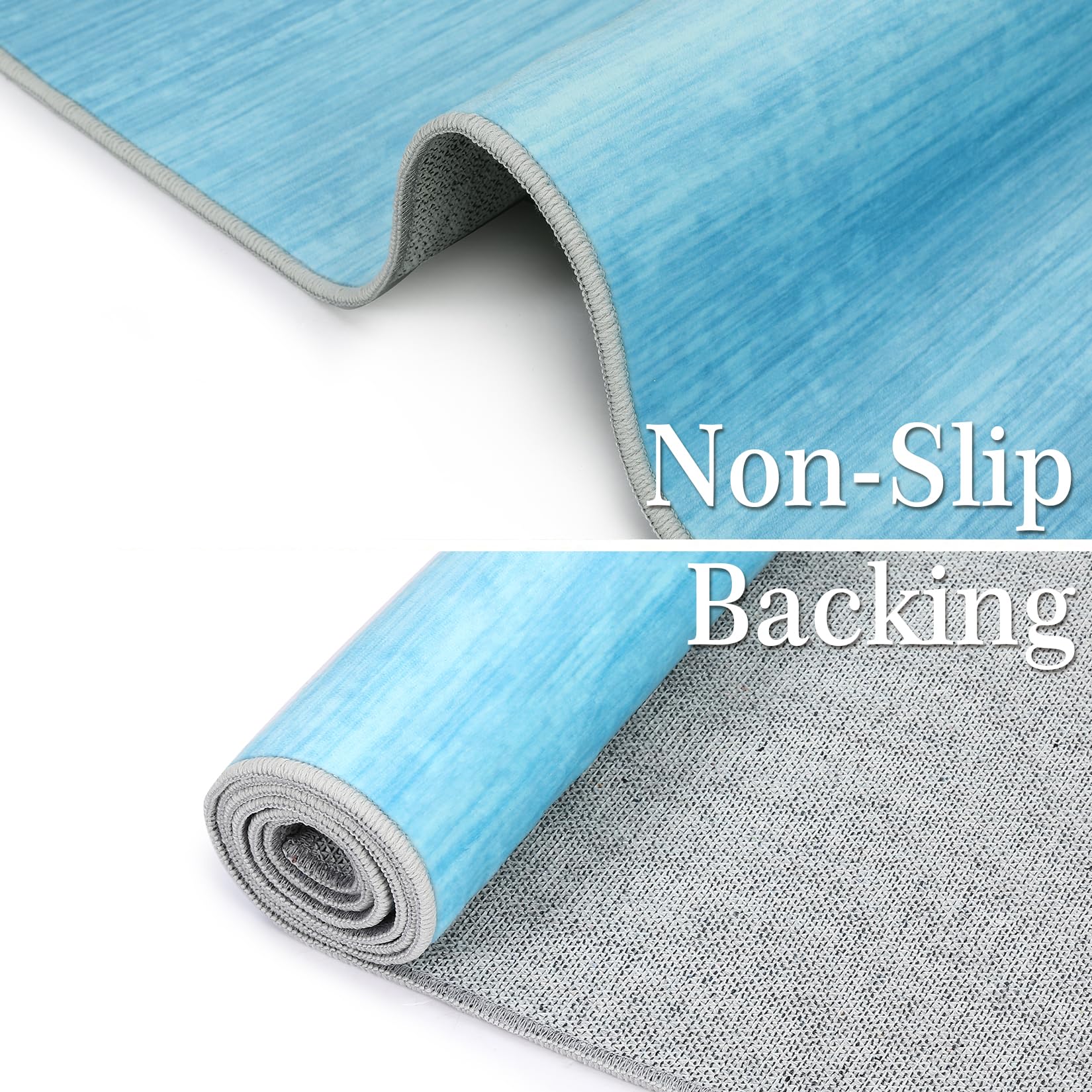 GARVEE 3x5 Ombre Area Rug - Modern Low Pile Indoor Carpet for Living Room, Bedroom, Office & Dining Room - Oil Painting Style Blue Rug - Perfect for Boho Chic Decor & Cozy Home Spaces