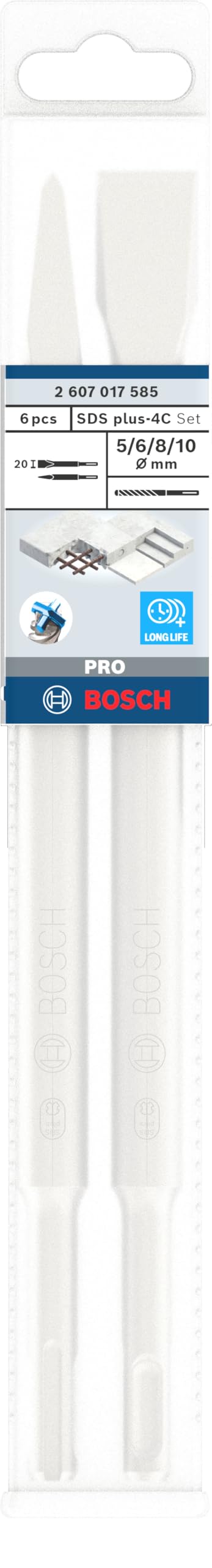 Bosch SDS Plus-5 Drill Bit Set for Concrete & Masonry - 6pc Hammer Drill Accessories for Professional Use