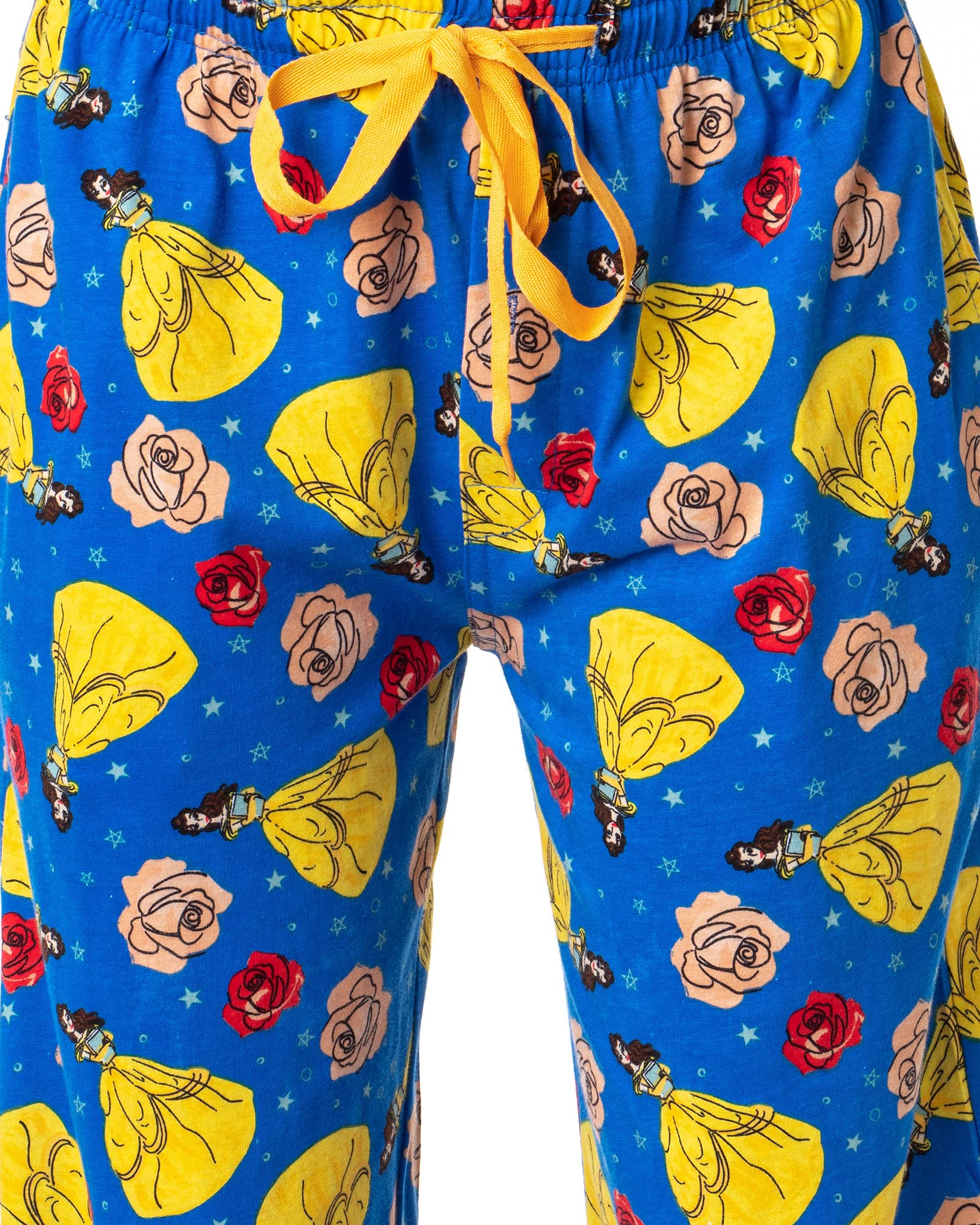 Disney Beauty and the Beast Belle Rose Sketch Sleep Pajama Pants for Women - Soft Cotton Lounge Pants for Sleeping, Movie Nights & Disney Themed Parties