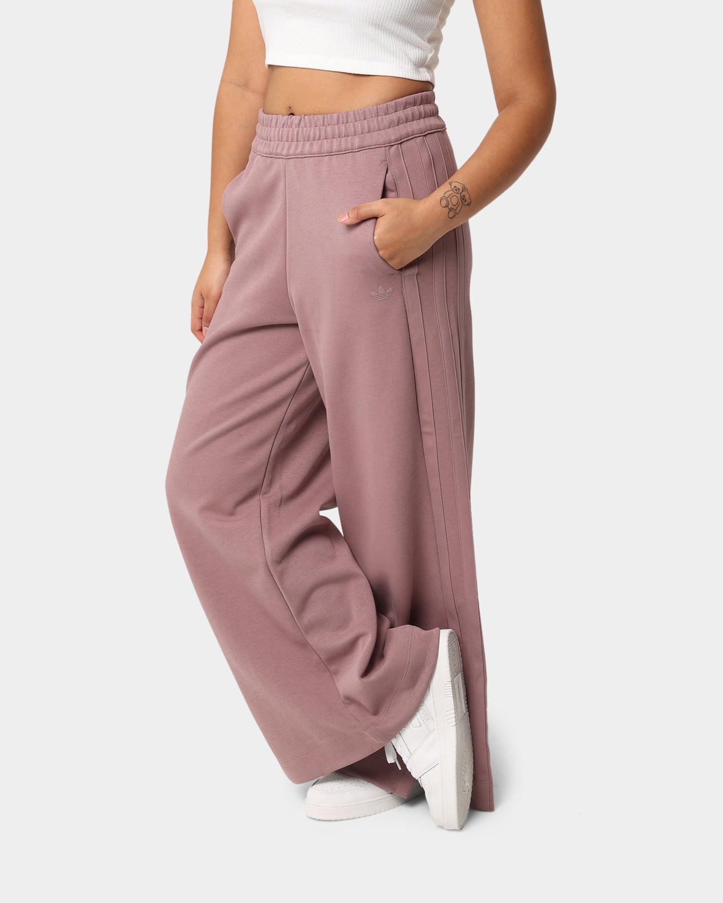 Adidas Women's Adicolor Contempo Chunky Stripes Trackpants - High Waisted Athletic Joggers for Running, Yoga & Lounge Wear - Wonder Oxide Color