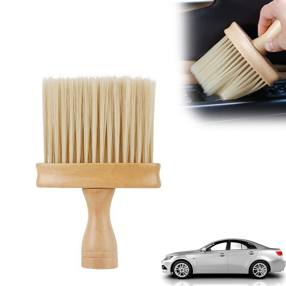 Premium Car Detail Brushes Set - Ultra Soft High Density Bristles for Interior & Exterior Cleaning - Wooden Handle Dust Brush for Vents, AC Outlets & Tight Spaces - Perfect for Car Detailing, Dashboard & Cup Holder Cleaning