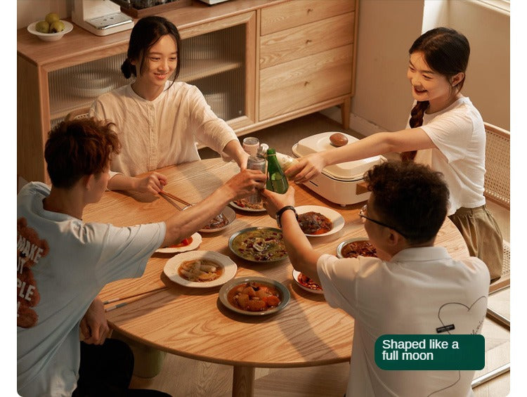 Solid Oak Wood Round Dining Table - Natural Finish, Durable & Stylish for Kitchen, Dining Room, or Outdoor Patio Use