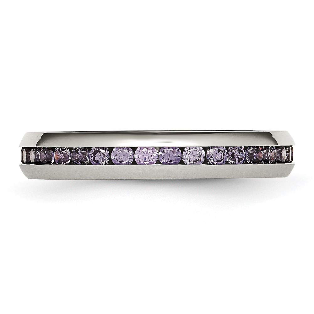 4mm Purple CZ Ring for Women - Stainless Steel Jewelry Gift for Her - Perfect for Valentine's Day