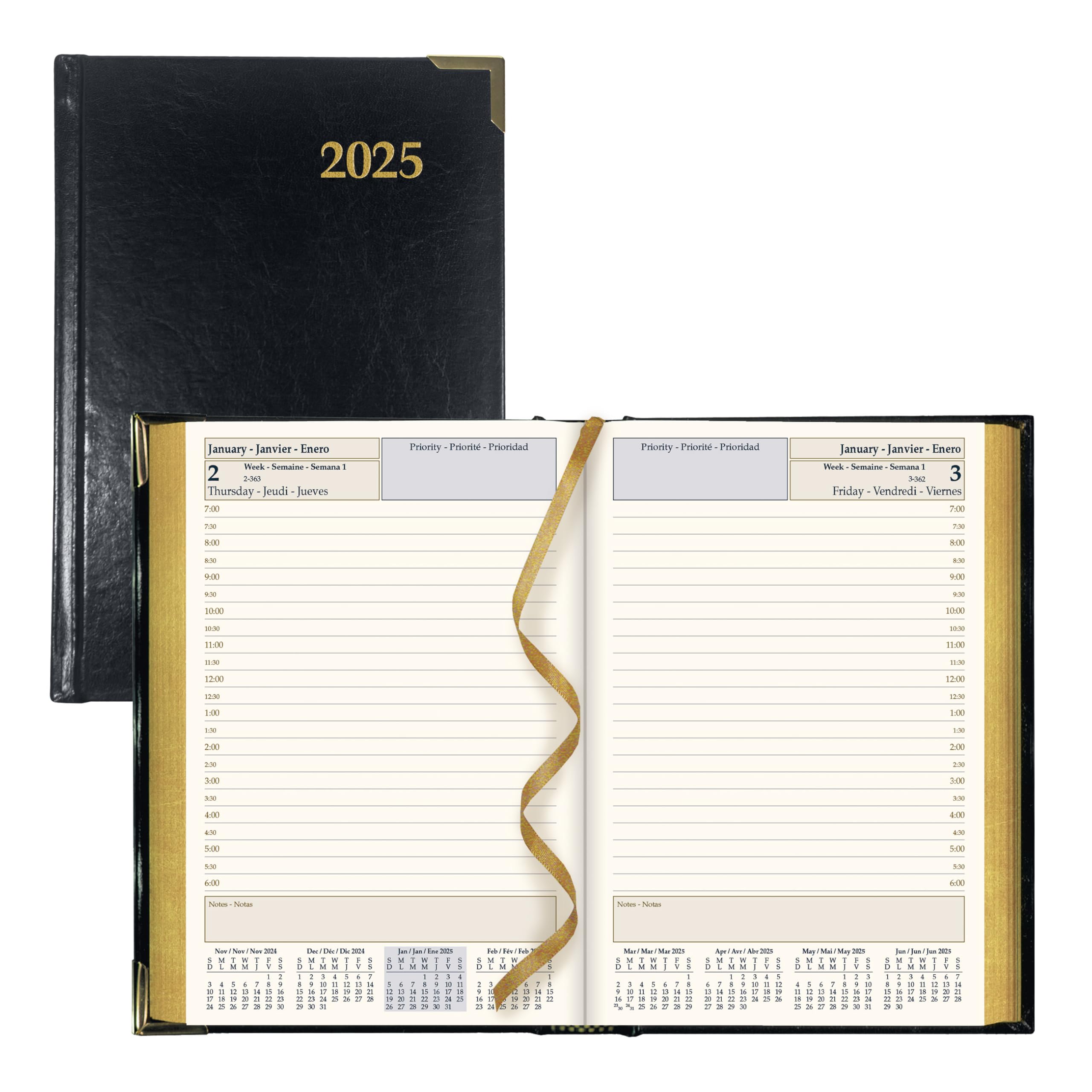 Brownline® 2025 Executive Daily Planner - 12 Month Appointment Book (January-December) with Sewn Binding, 7.125