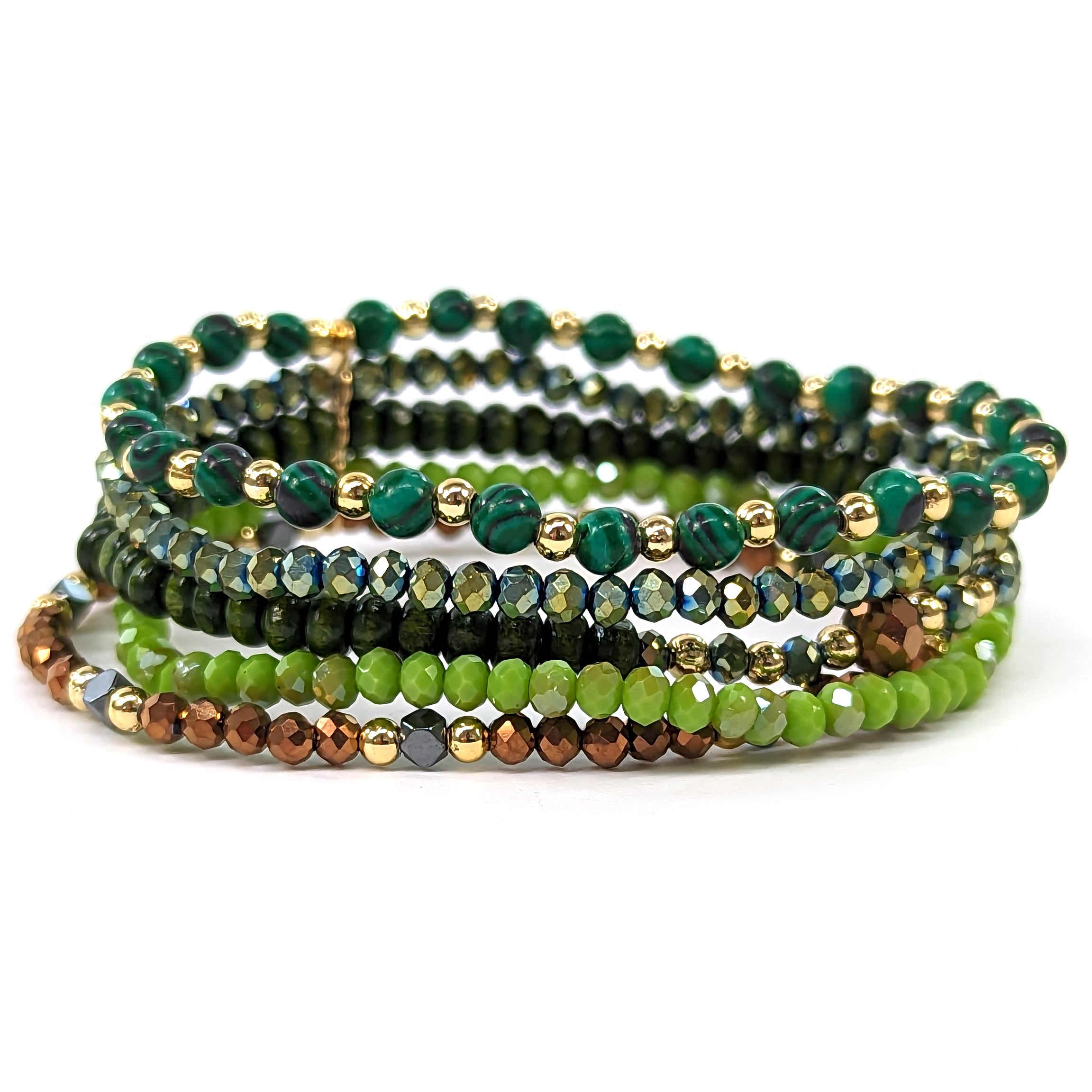 Multi Strand Beaded Bracelet for Women - Green Jade Stone Adjustable Wrap Bracelet | Boho Chic Handmade Jewelry for Everyday Wear & Gifts