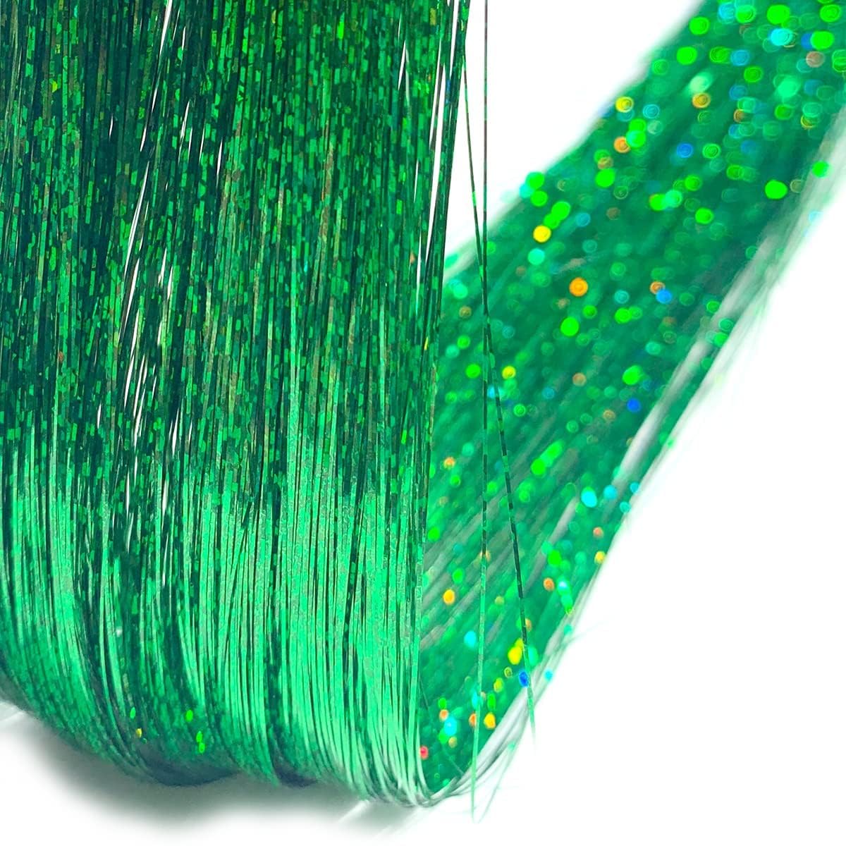 40-Inch Green Hair Tinsel Extensions – 100 Strands Glitter Hair Highlights for Women & Girls – Heat-Resistant & Easy to Apply – Perfect for Parties, Halloween, Cosplay and Festivals
