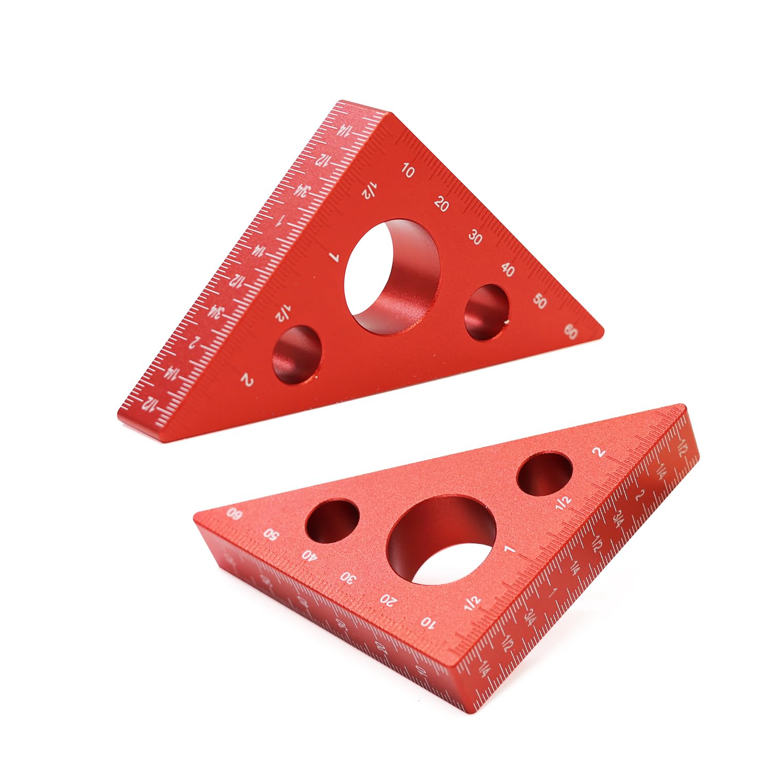 45 Degree Aluminum Alloy Triangle Ruler - 65mm Woodworking Measuring Tool for DIY Projects, Height Gauge (Red) - Perfect for Carpentry, Engineering, and Craft Measurements