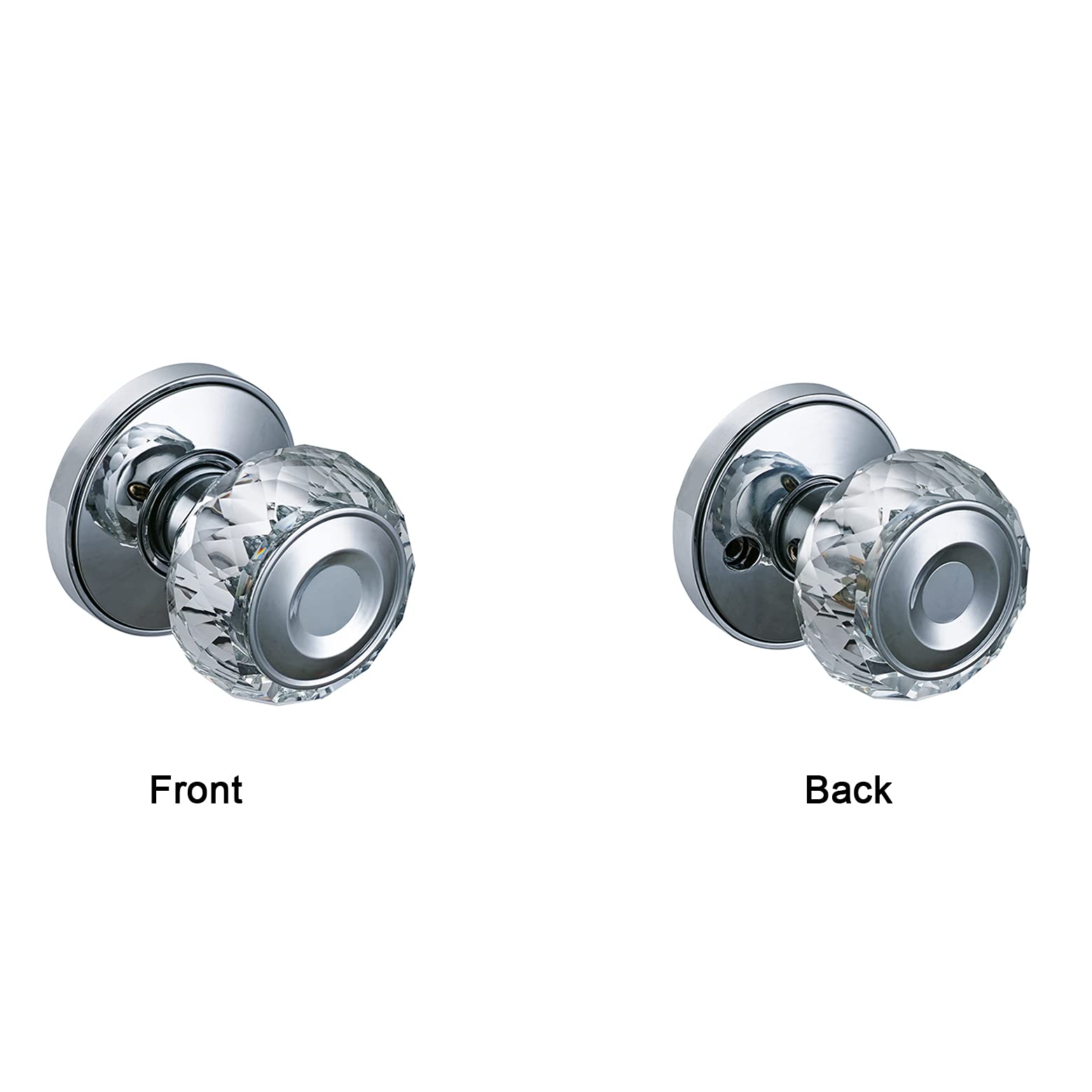 Premium HD Crystal Glass Door Knobs - 6 Pack Passage (Non-Locking) Interior Door Handles - Polished Chrome #32 Finish - Ideal for Bedrooms, Bathrooms & Closets