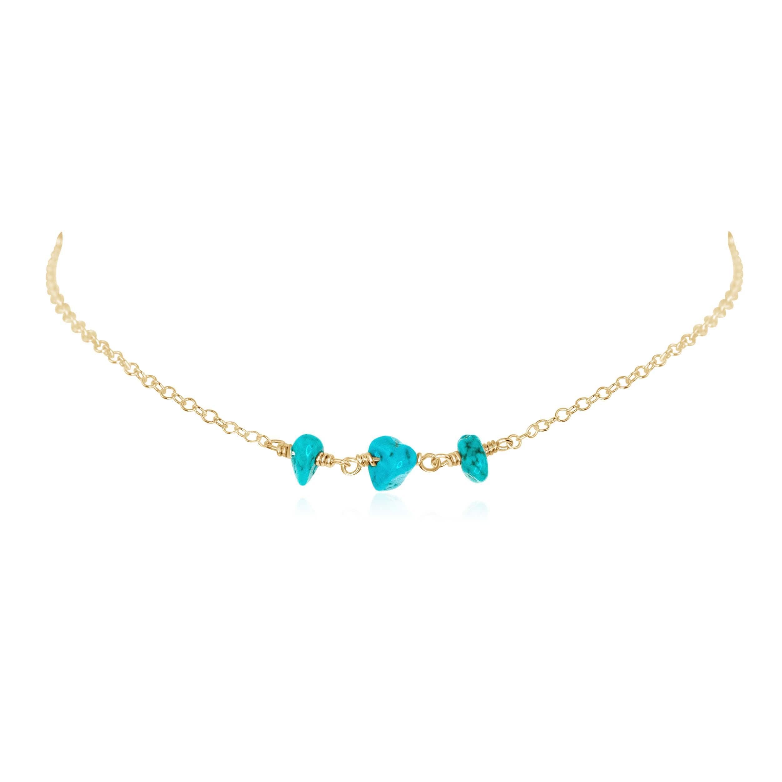 Turquoise Beaded Chain Choker Necklace for Women - Boho Chic Handmade Beaded Jewelry - Perfect for Festivals, Weddings & Everyday Wear