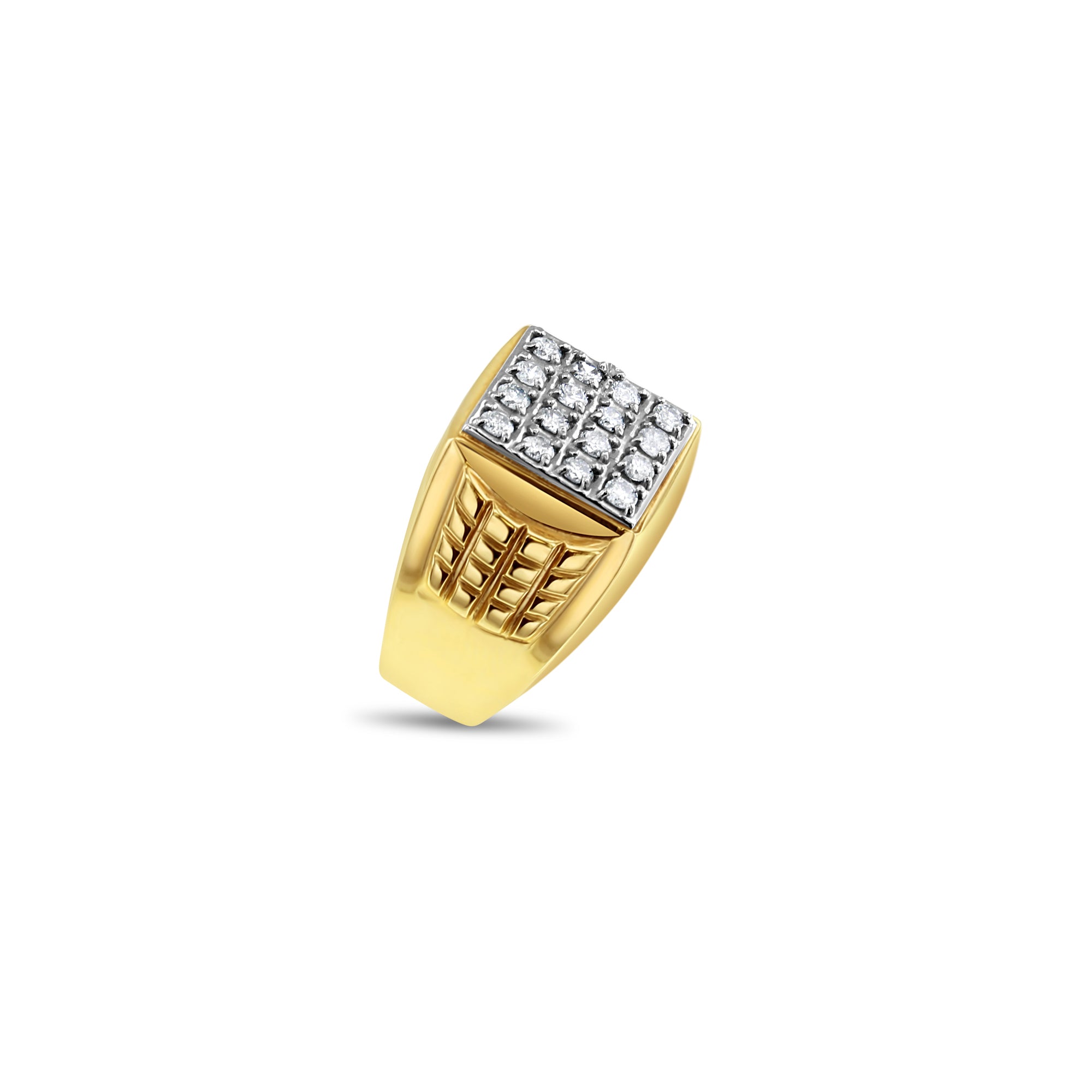 1 Carat Square Cut Diamond Cluster Ring with Brick Pattern Band - Elegant Wedding, Engagement & Anniversary Jewelry Gift for Women