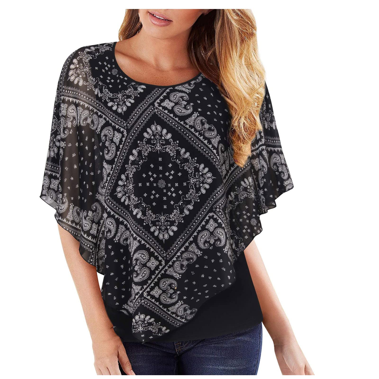 Floral Blouses for Women | Cute Summer Short Sleeve Tops | Casual Printed Round Neck Blouse for Everyday Wear & Outdoor Activities