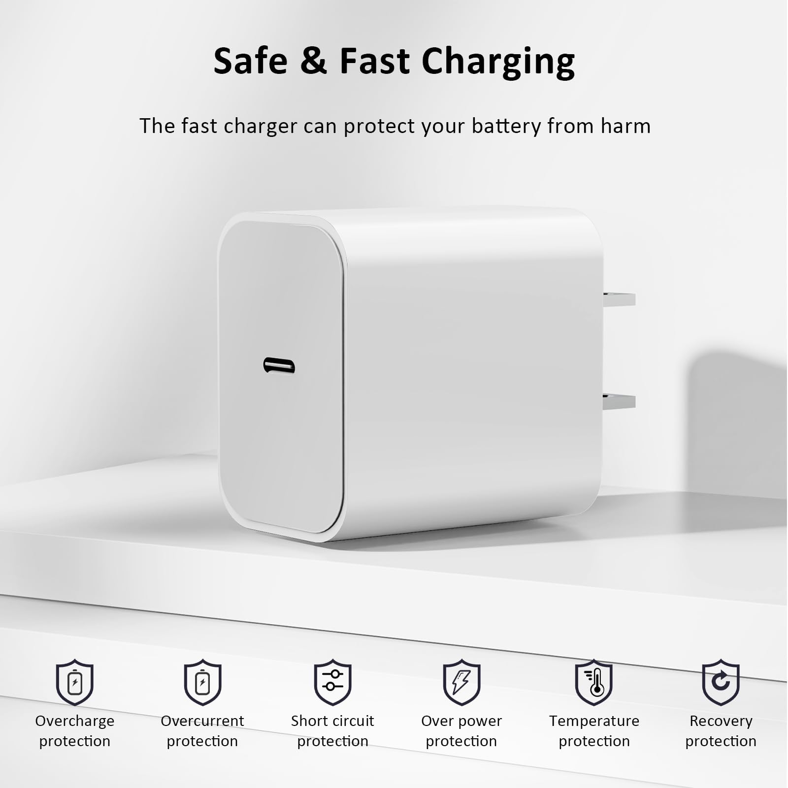 Apple MFi Certified 20W USB C Wall Charger with Lightning Cable - Fast Charging Block for iPhone 14/13/12/11/XS Max - Perfect for Home, Office & Travel