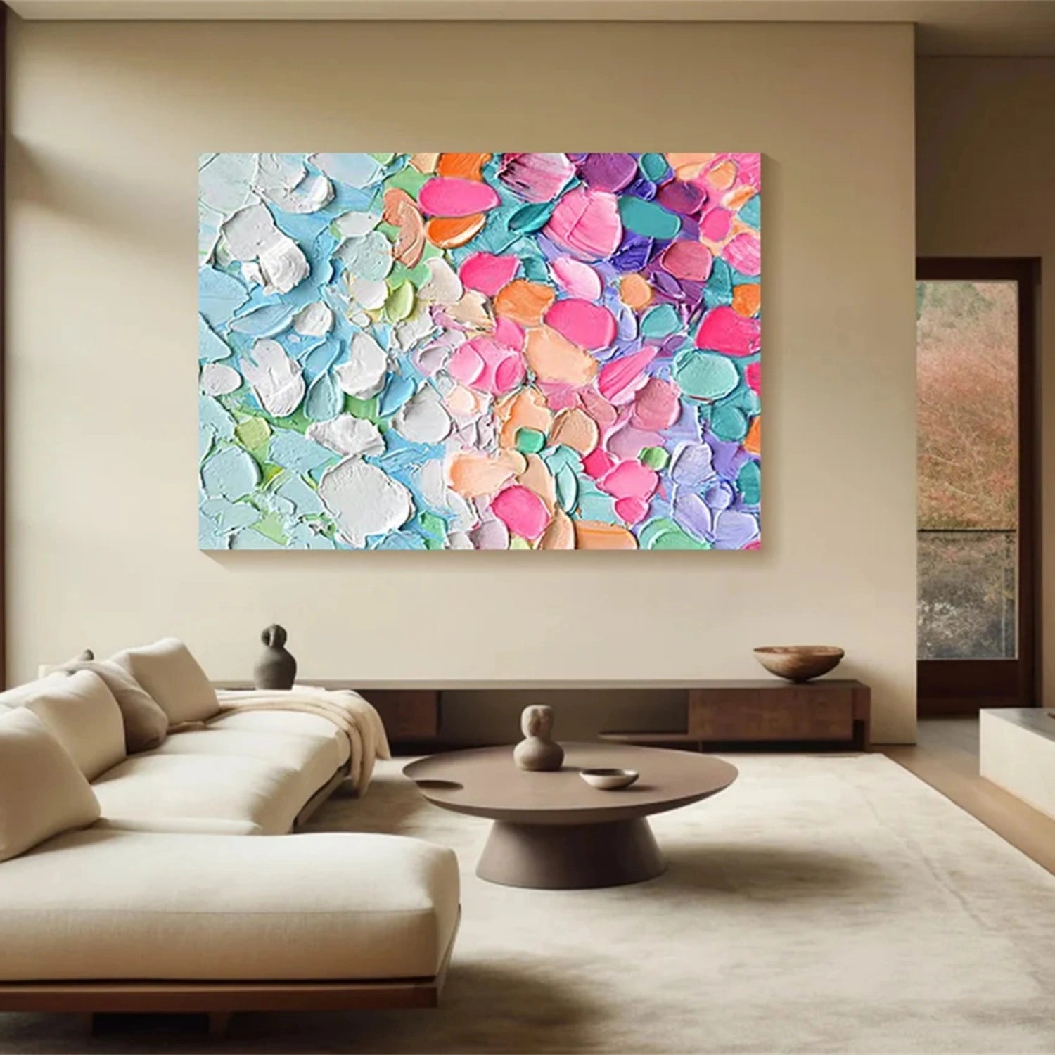 Flower and Tree Painting #FT165 - Handmade Canvas Art for Home Decor, Living Room, Bedroom & Office Wall Art