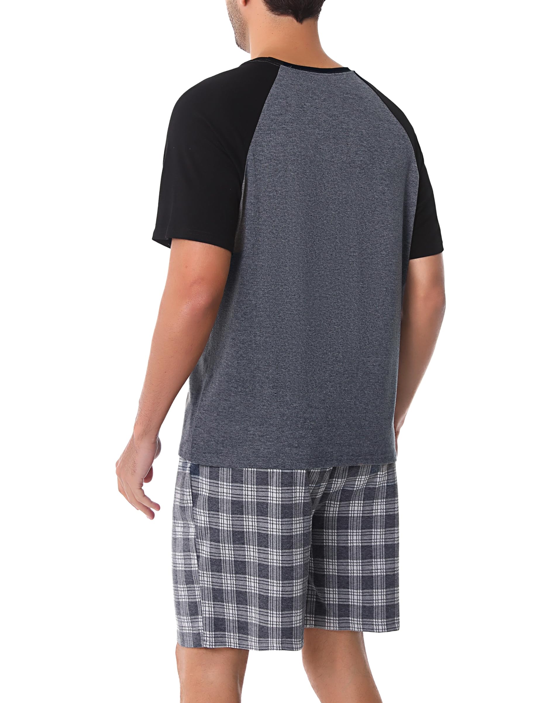 Litherday Men's Summer Pajamas Set - Breathable Short Sleeve & Shorts Two-Piece Sleepwear for Men | Comfortable & Lightweight Lounge Wear for Hot Weather | Perfect for Nighttime Sleep, Lounging at Home, or Summer Vacation