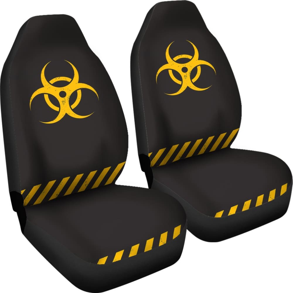 Premium Black & Yellow Biohazard Print Car Seat Covers - Universal Fit for Cars, Trucks & SUVs - Waterproof & Anti-Slip Protection for Daily Commute, Road Trips & Outdoor Adventures