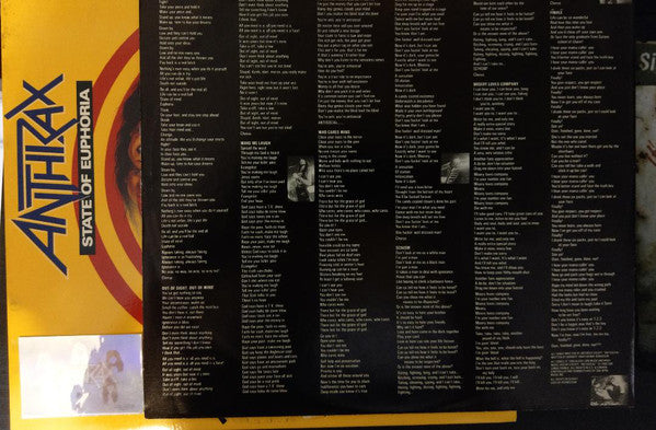 Anthrax State Of Euphoria Limited Edition Vinyl LP Album (NM or M) - Perfect for Rock Music Collectors & Vinyl Enthusiasts
