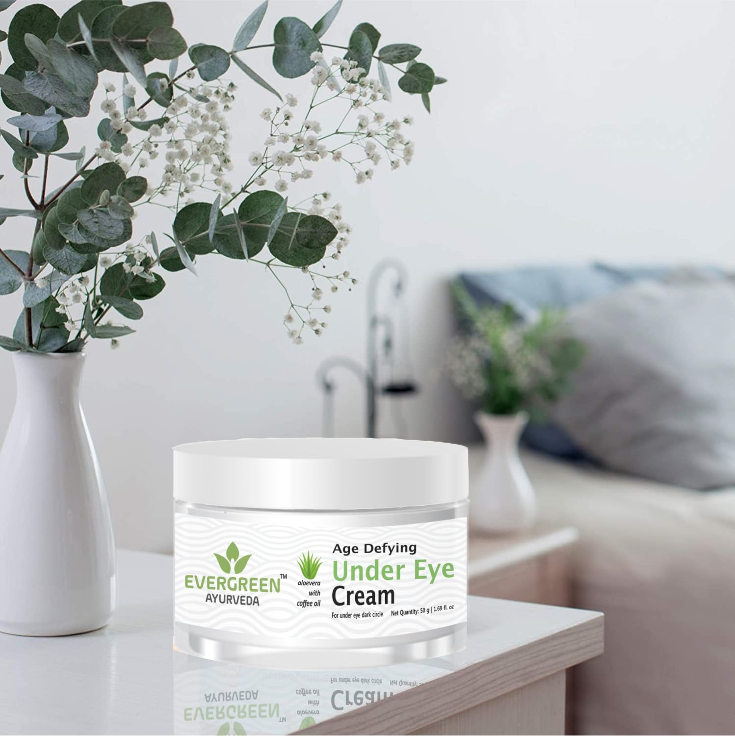 Soundarya Herbs Anti-Aging Under Eye Cream with Aloe Vera & Coffee Oil - Dark Circle Treatment for Puffy Eyes - 50g | Reduce Wrinkles & Brighten Skin | Perfect for Night Care & Daily Use