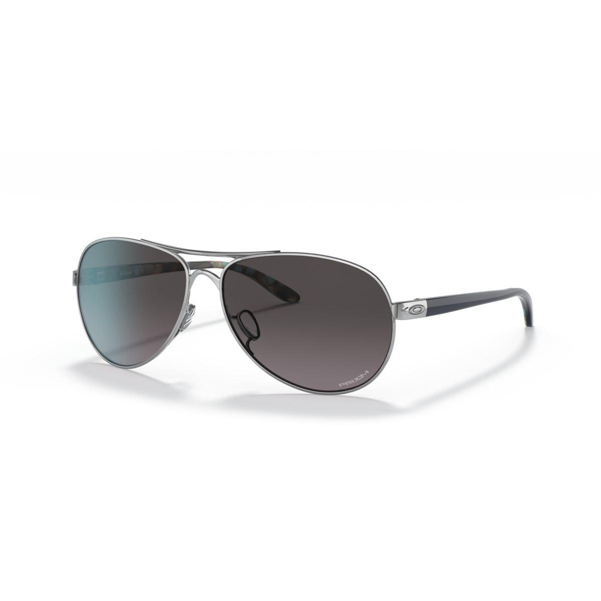 Oakley Feedback Sunglasses Polished Chrome Frame with Prizm Grey Gradient Lenses - Model 0OO4079 407940 | UV Protection for Outdoor Sports & Driving