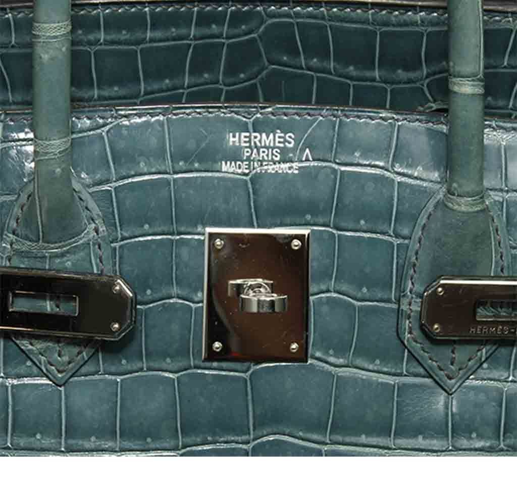 Luxury Hermès Birkin 35 Handbag - Genuine Malachite Green Porosus Crocodile Leather with Palladium Hardware | Perfect for High-End Fashion, Red Carpet Events & Luxury Collectors