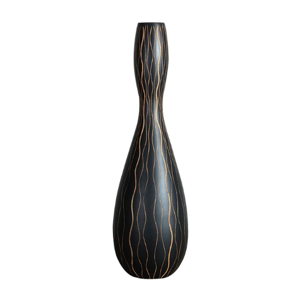 Mango Wood Decorative Vase for Dried Flowers - Handcrafted Black Vase for Home Decor, Living Room, Bedroom & Dining Table - Perfect for Floral Arrangements & Farmhouse Style Decor